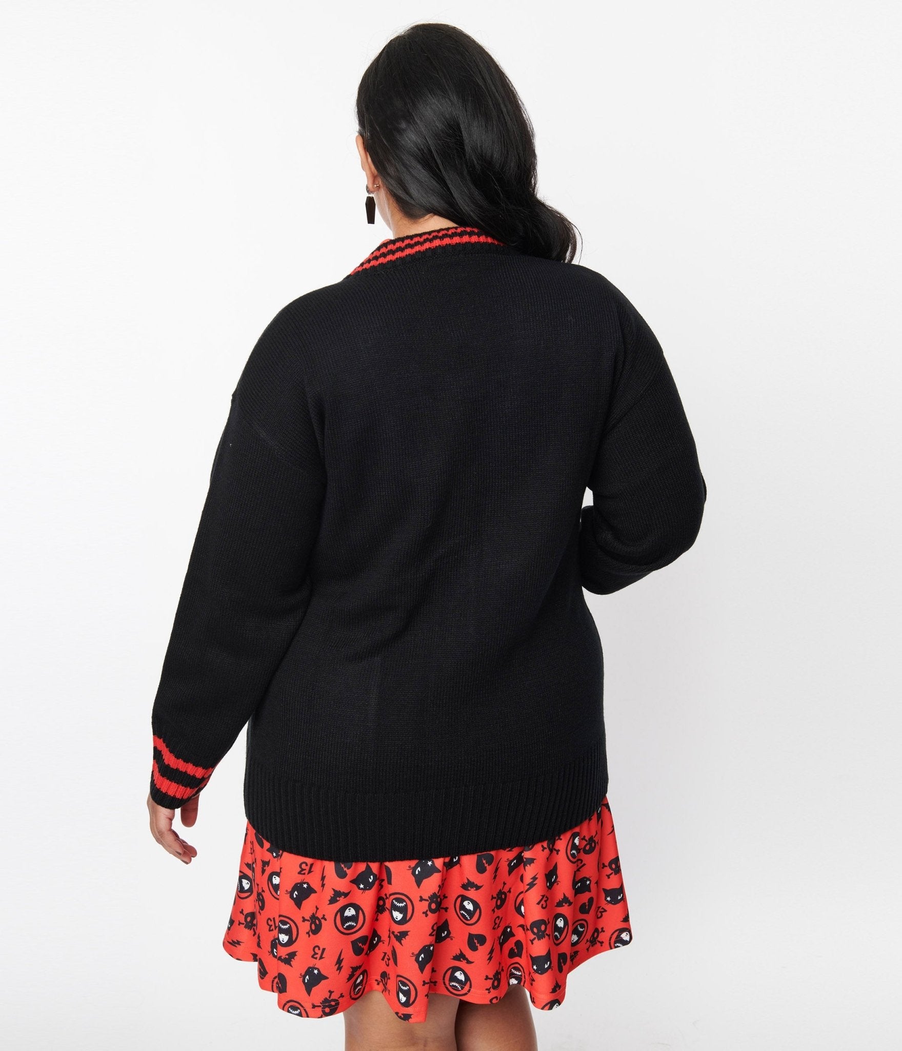 Emily The Strange x Unique Vintage Black & Red Long Cardigan