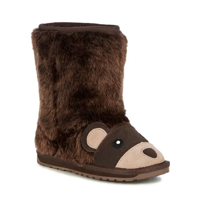 EMU AUSTRALIA Kids Creatures BROWN Bear Snow Boots Chocolate