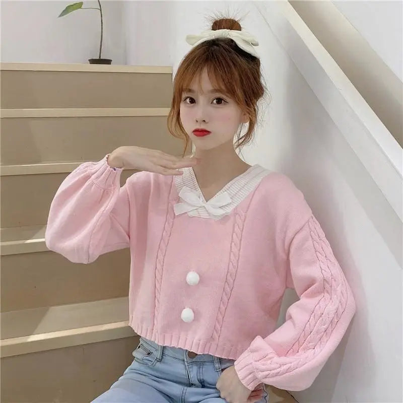 Fairy-Kei Candy Pastel Kawaii Aesthetic PomPom Sweater MK18402