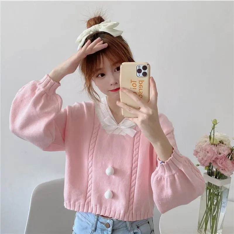 Fairy-Kei Candy Pastel Kawaii Aesthetic PomPom Sweater MK18402