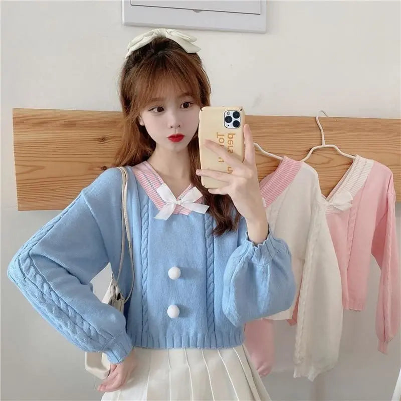 Fairy-Kei Candy Pastel Kawaii Aesthetic PomPom Sweater MK18402