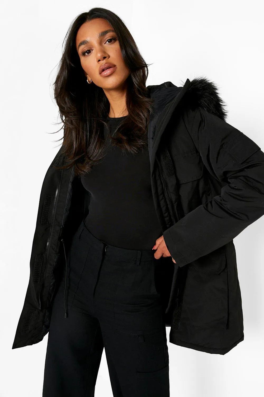 Faux Fur Hooded Parka