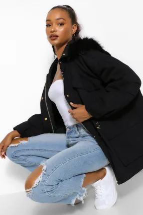 Faux Fur Lined Hooded Parka