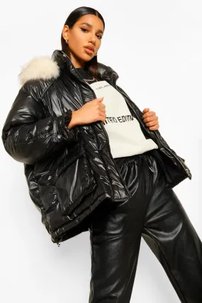 Faux Fur Trim Oversized Sporty Parka