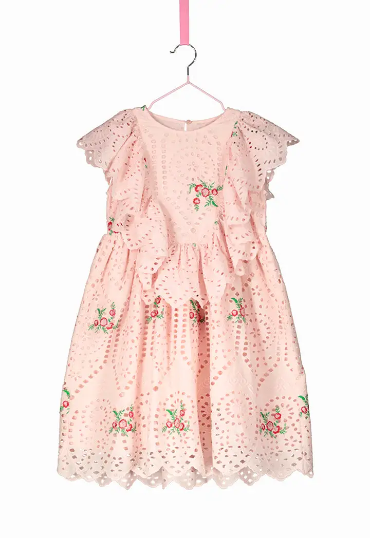 Floral Schiffli Frill Dress