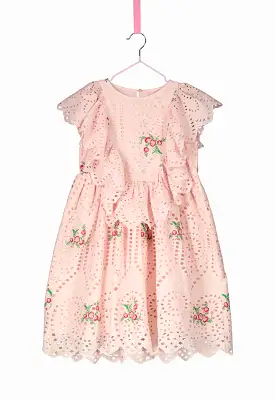 Floral Schiffli Frill Dress