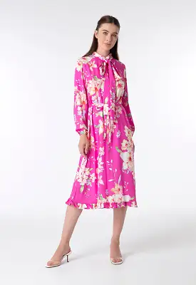 Floral Tie Neck Dress