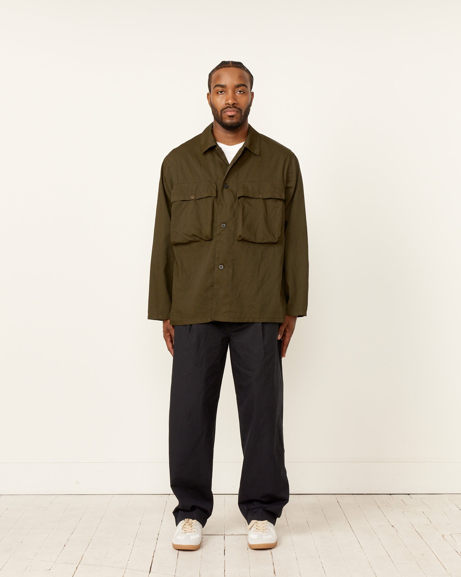 Garment Dye Shirt Jacket in Dark Olive