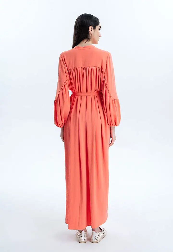 Gather Yoked Solid Maxi Dress