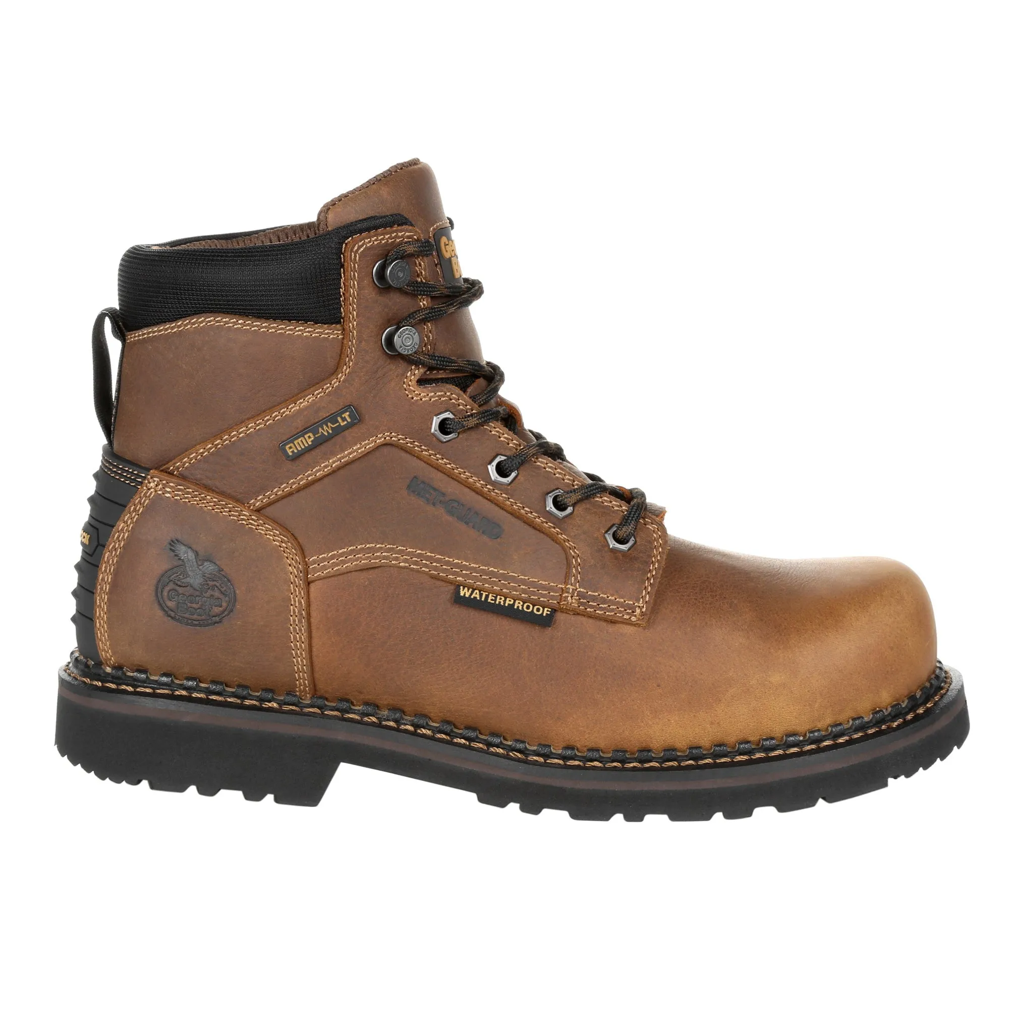 Georgia Mens Brown Leather Revamp ST MetG Work Boots