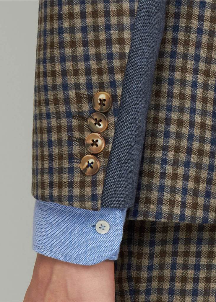 Gibson London Fred Gingham Colbert Jacket Brown Blue