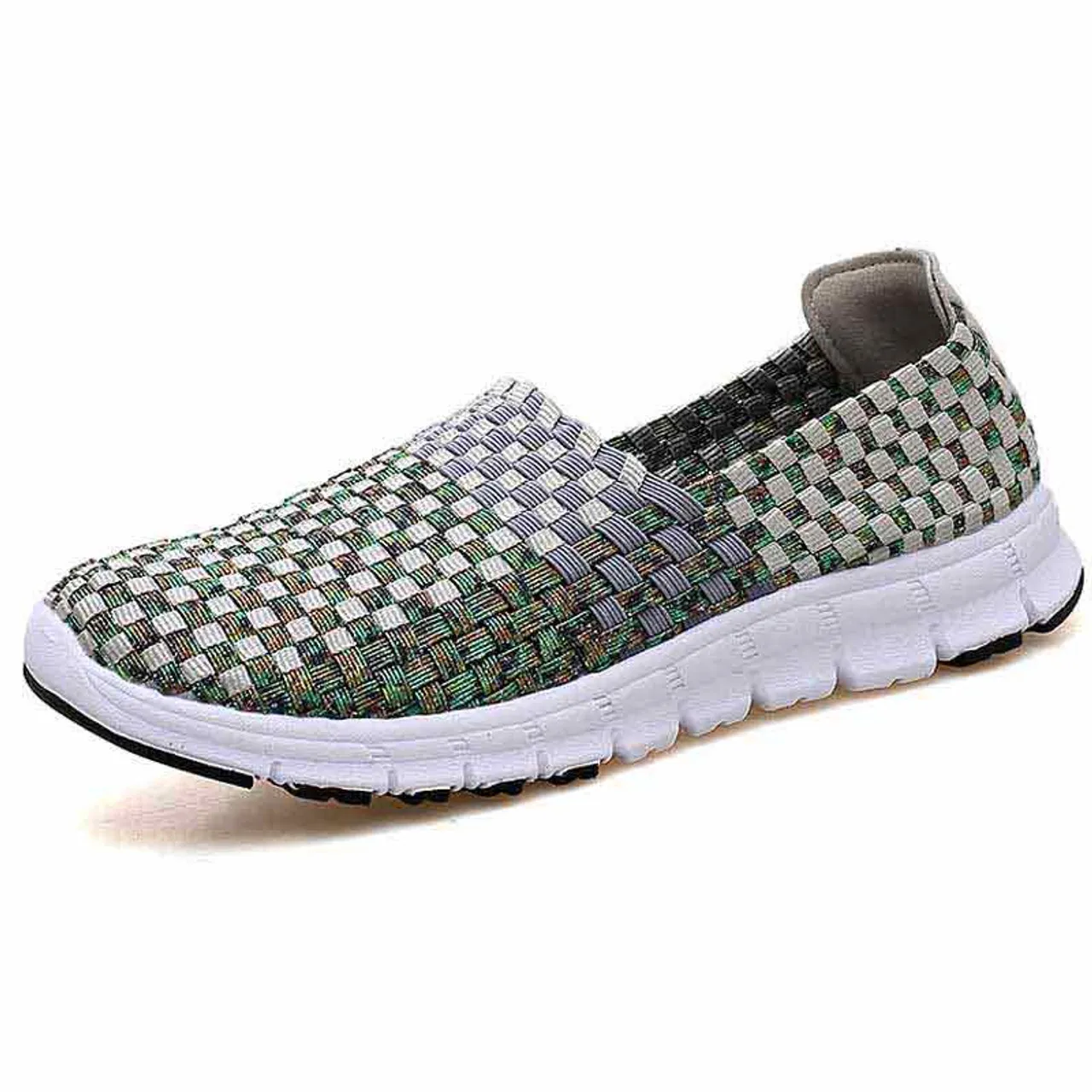 Grey knit check slip on shoe sneaker