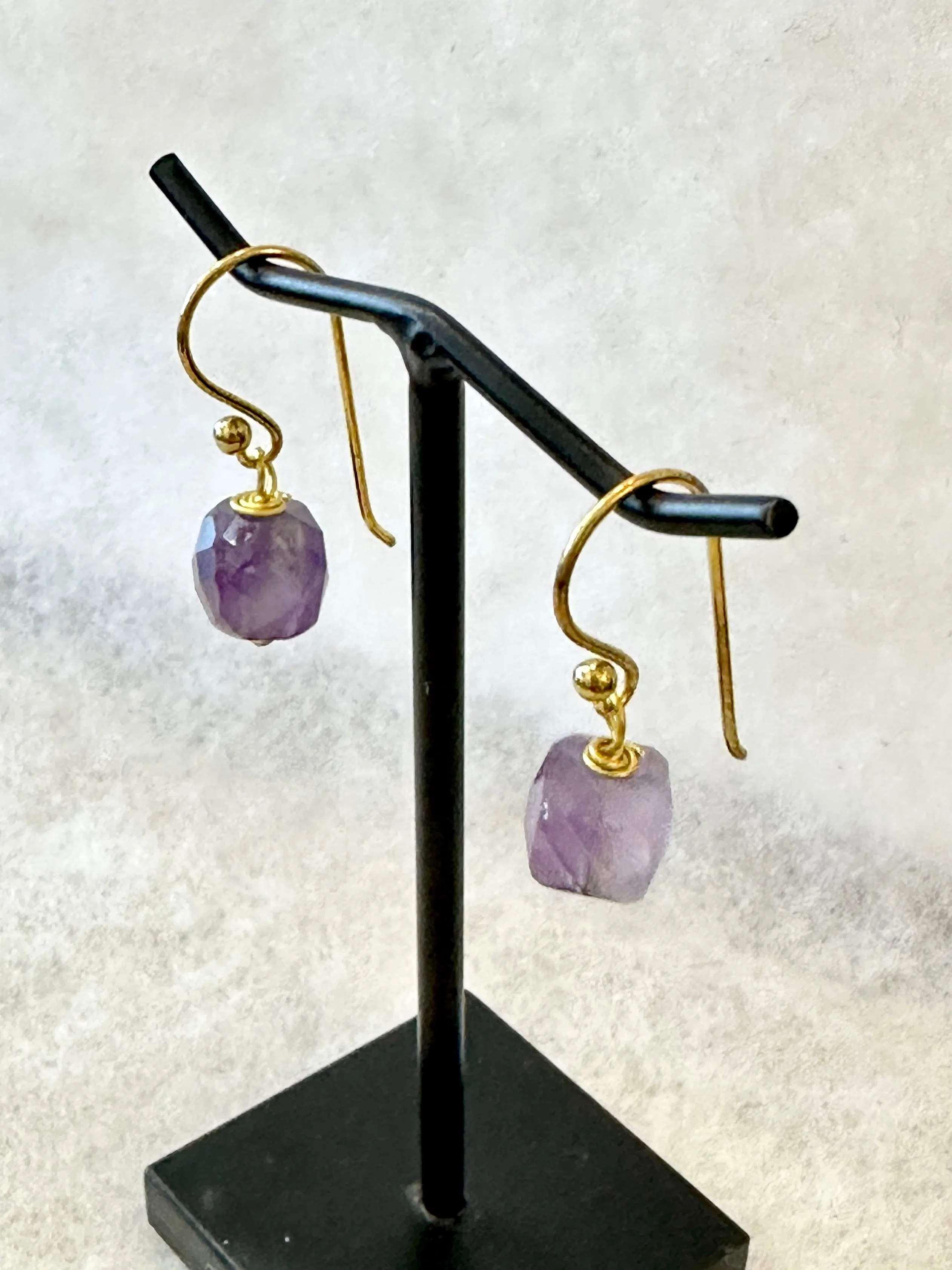 Hand-wired Cube Semi Precious Stone Drop Earrings