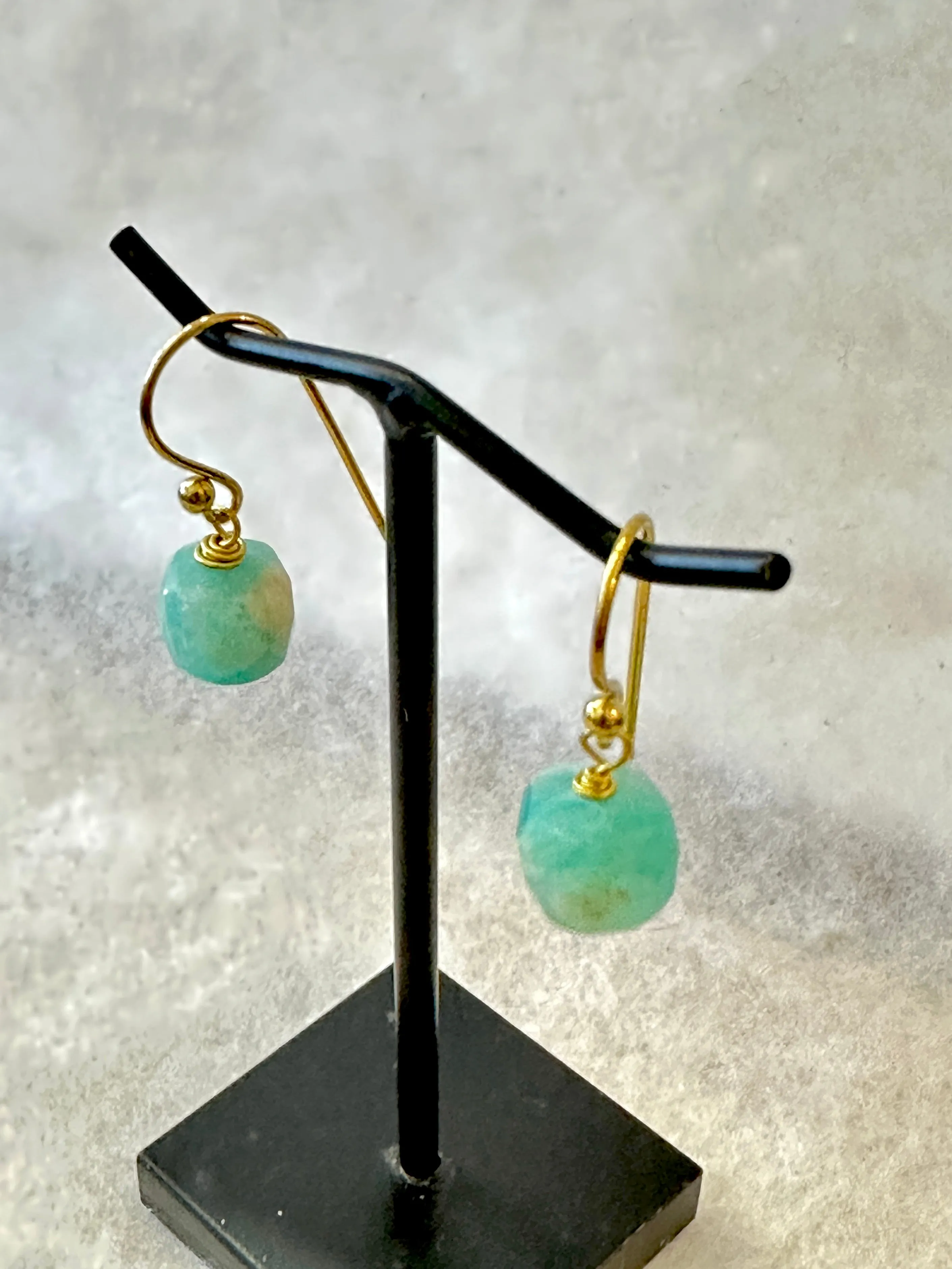 Hand-wired Cube Semi Precious Stone Drop Earrings