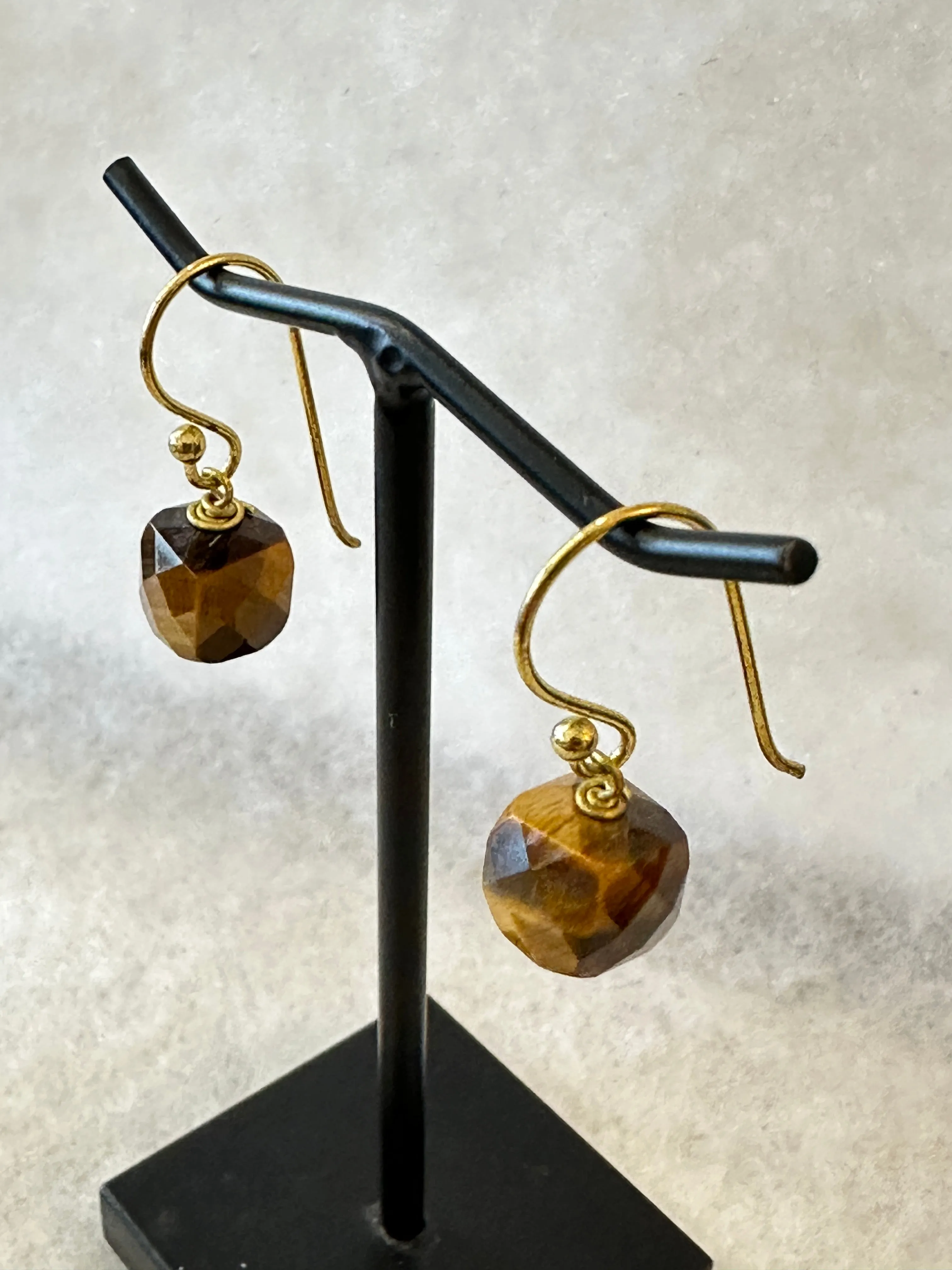 Hand-wired Cube Semi Precious Stone Drop Earrings