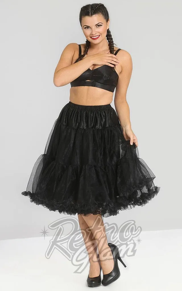 Hell Bunny Black Polly 2 Tier Long Petticoat (Crinoline)