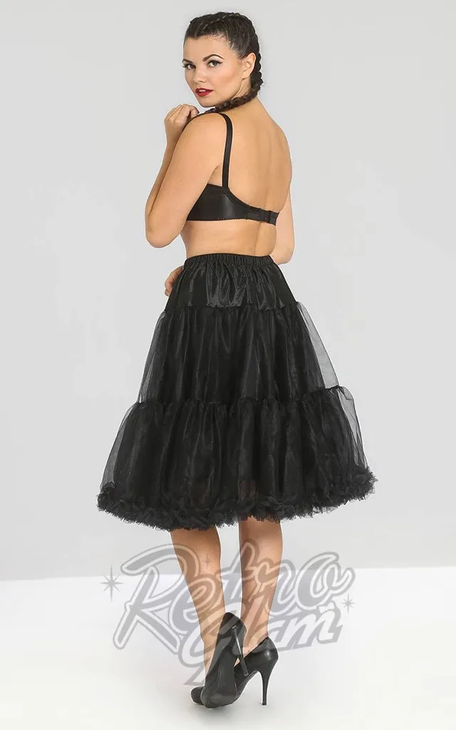 Hell Bunny Black Polly 2 Tier Long Petticoat (Crinoline)