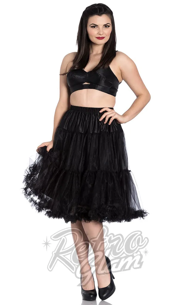 Hell Bunny Black Polly 2 Tier Long Petticoat (Crinoline)