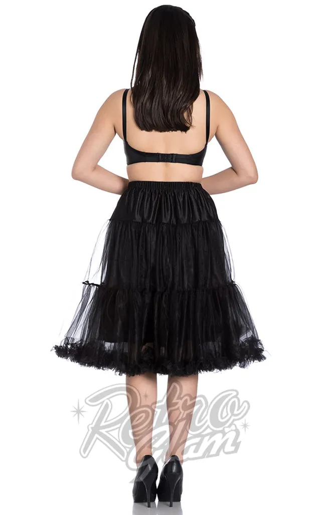 Hell Bunny Black Polly 2 Tier Long Petticoat (Crinoline)