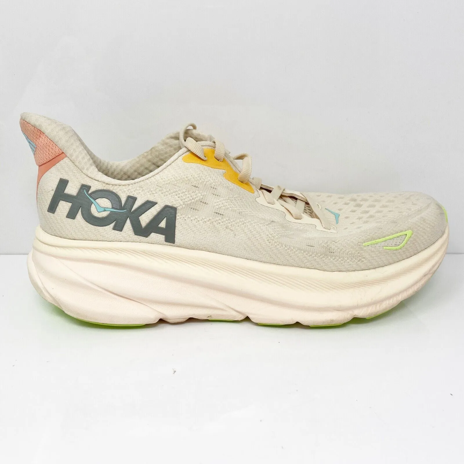 Hoka One One Womens Clifton 9 1127896 VLS Beige Running Shoes Sneakers Size 10 B