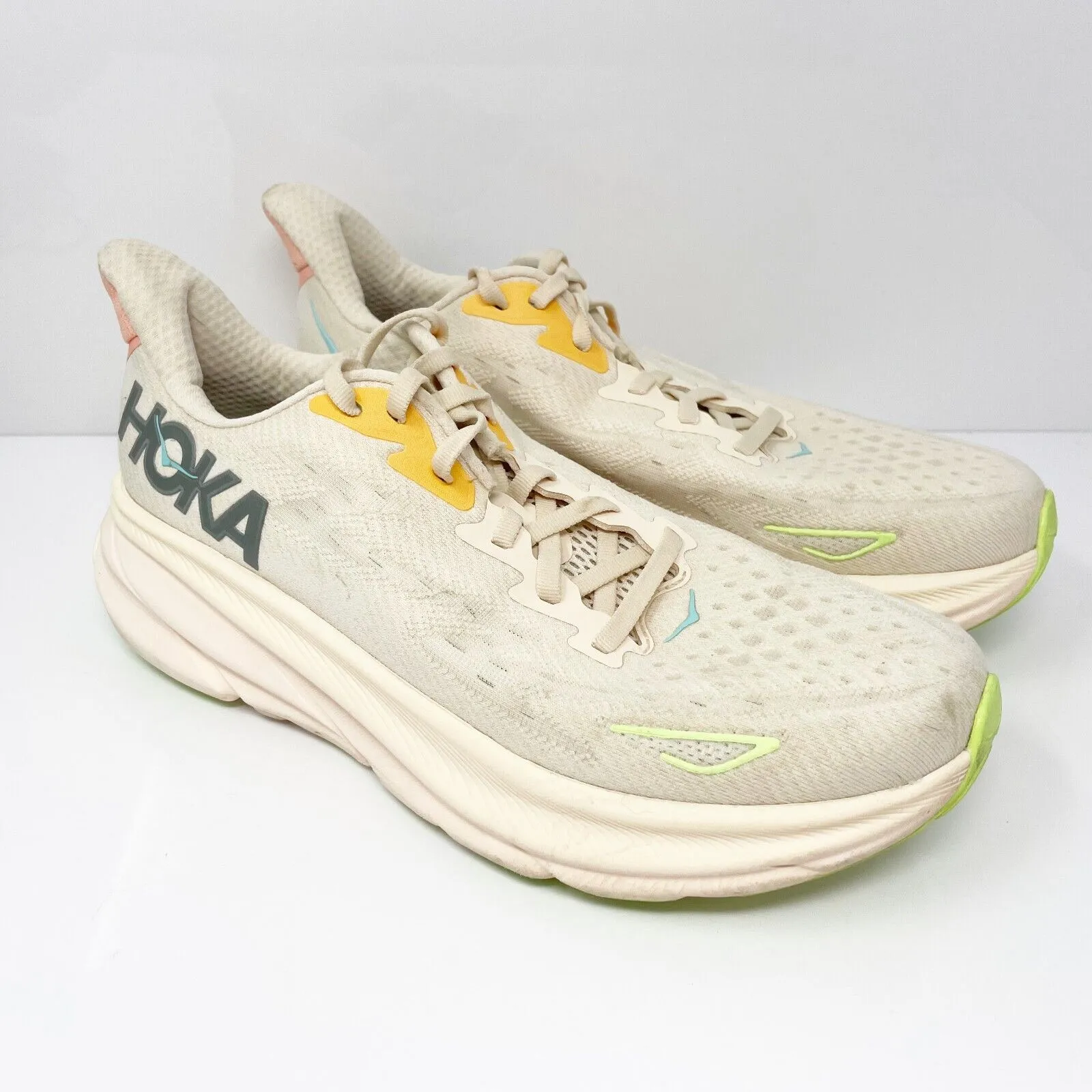 Hoka One One Womens Clifton 9 1127896 VLS Beige Running Shoes Sneakers Size 10 B