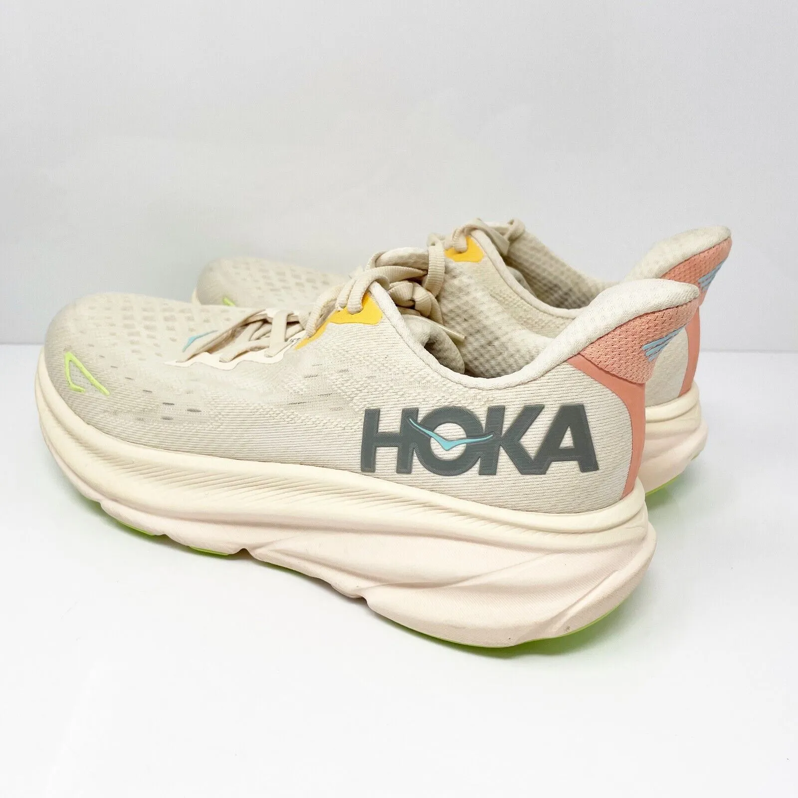 Hoka One One Womens Clifton 9 1127896 VLS Beige Running Shoes Sneakers Size 10 B