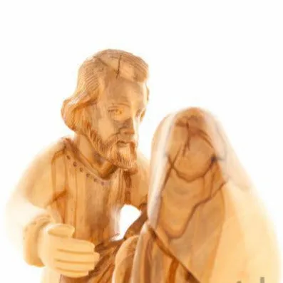 Holy Family Wooden Hand Carving from Bethlehem 6.5