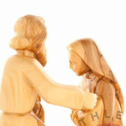 Holy Family Wooden Hand Carving from Bethlehem 6.5