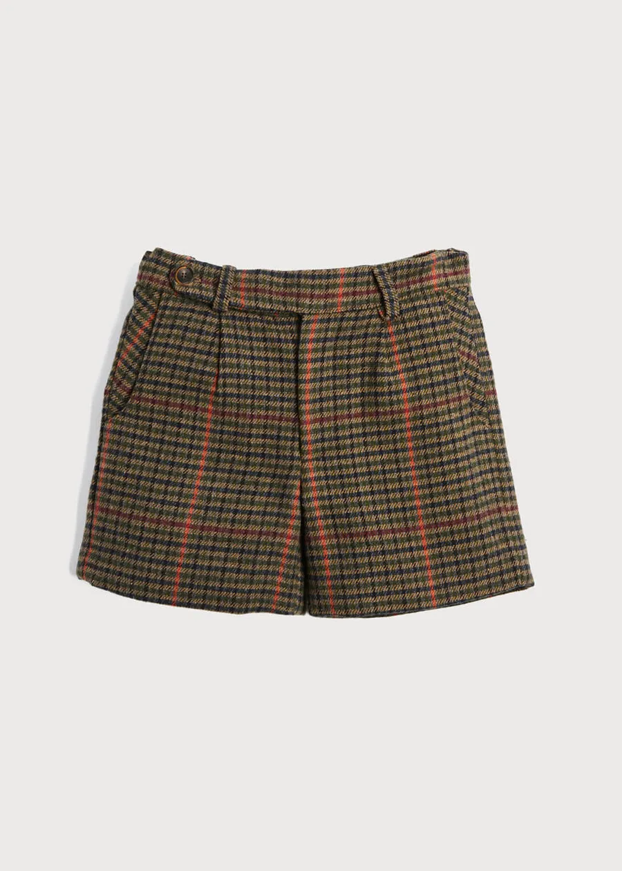 Houndstooth Shorts in Brown (4-10yrs)