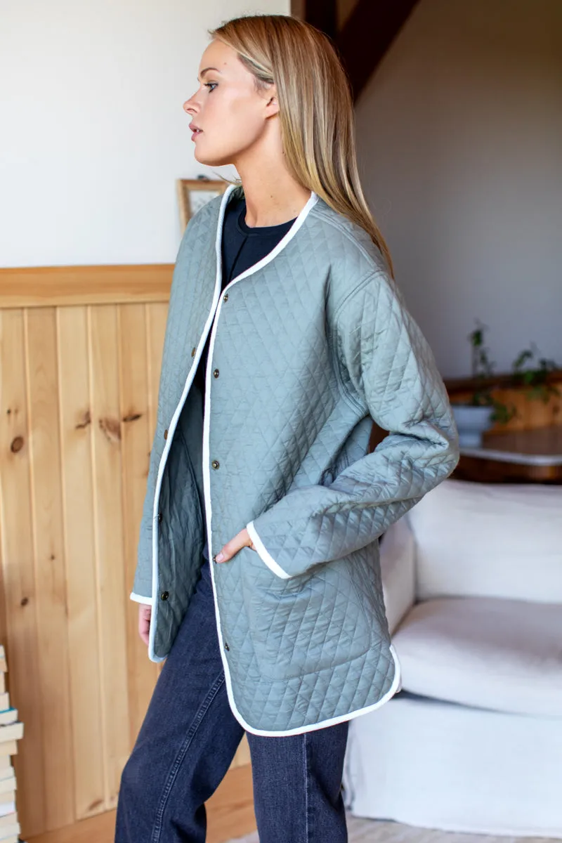 India Quilted Coat - Sage Organic