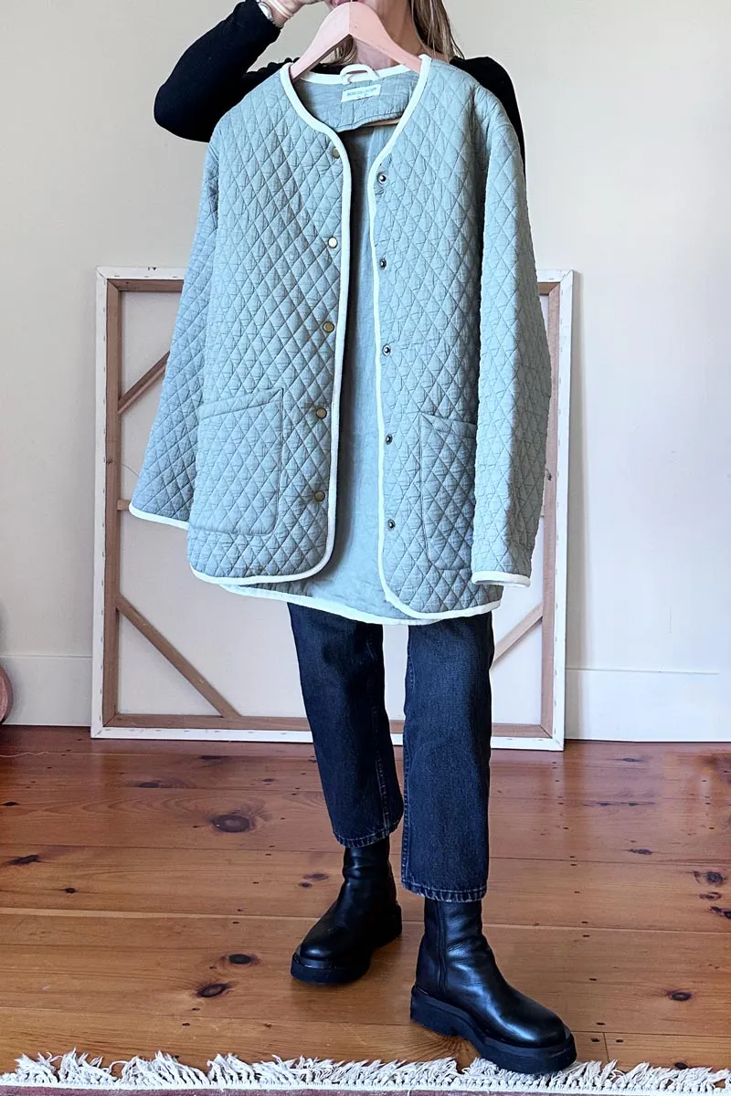 India Quilted Coat - Sage Organic