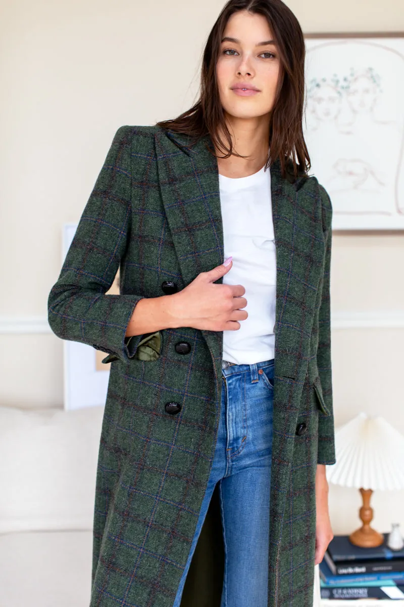 Julius Long Coat - Green Plaid Wool