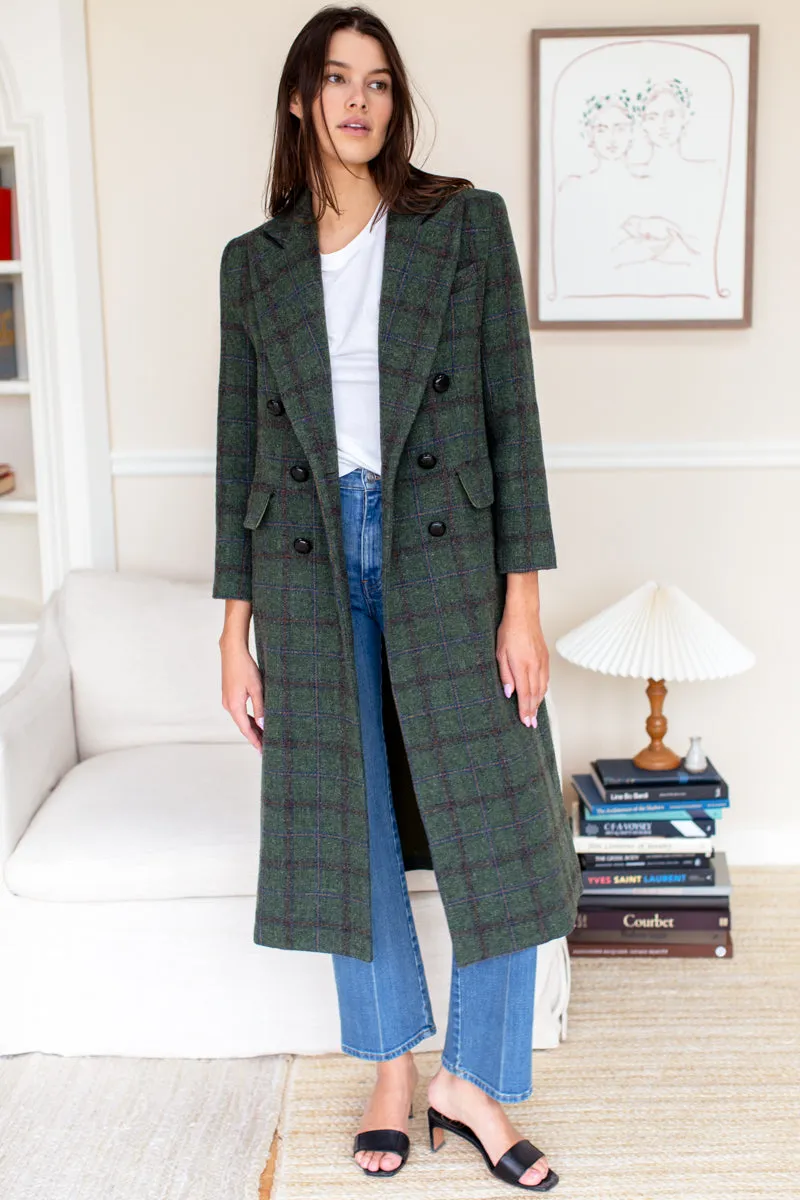 Julius Long Coat - Green Plaid Wool