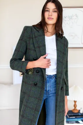 Julius Long Coat - Green Plaid Wool