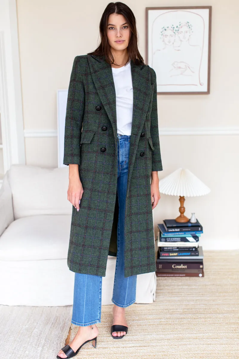 Julius Long Coat - Green Plaid Wool