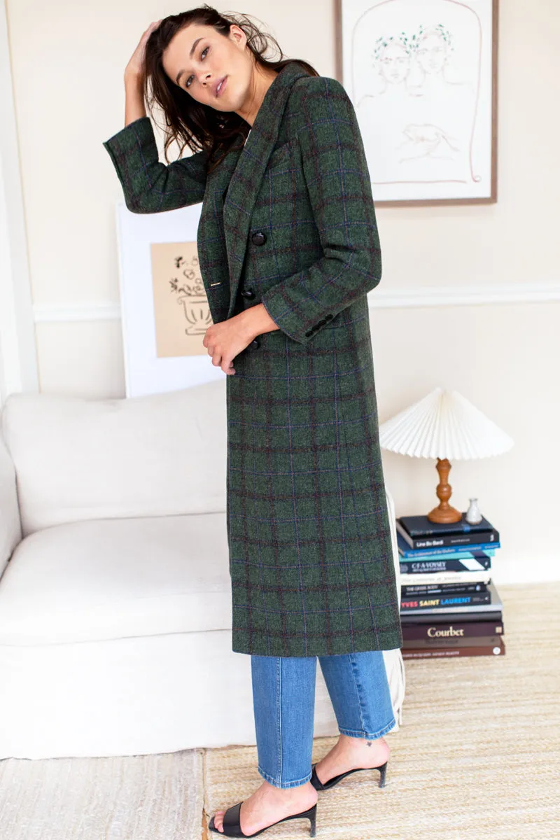 Julius Long Coat - Green Plaid Wool