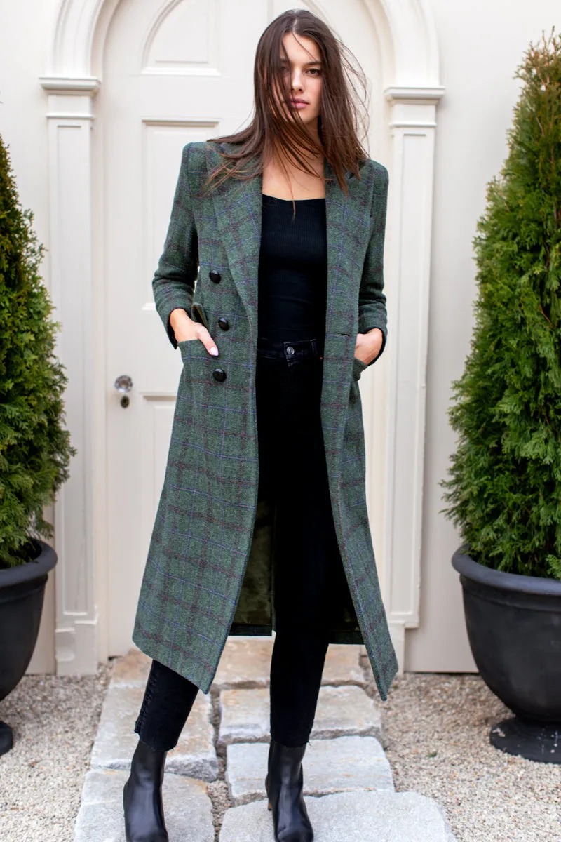 Julius Long Coat - Green Plaid Wool