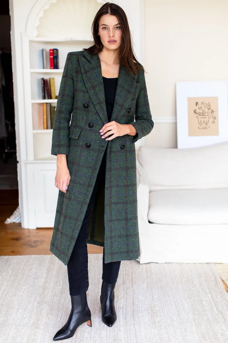 Julius Long Coat - Green Plaid Wool