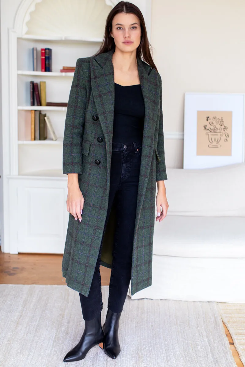 Julius Long Coat - Green Plaid Wool