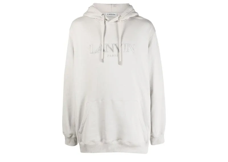 Lanvin Paris logo-embroidered Fleece Light Grey Hoodie