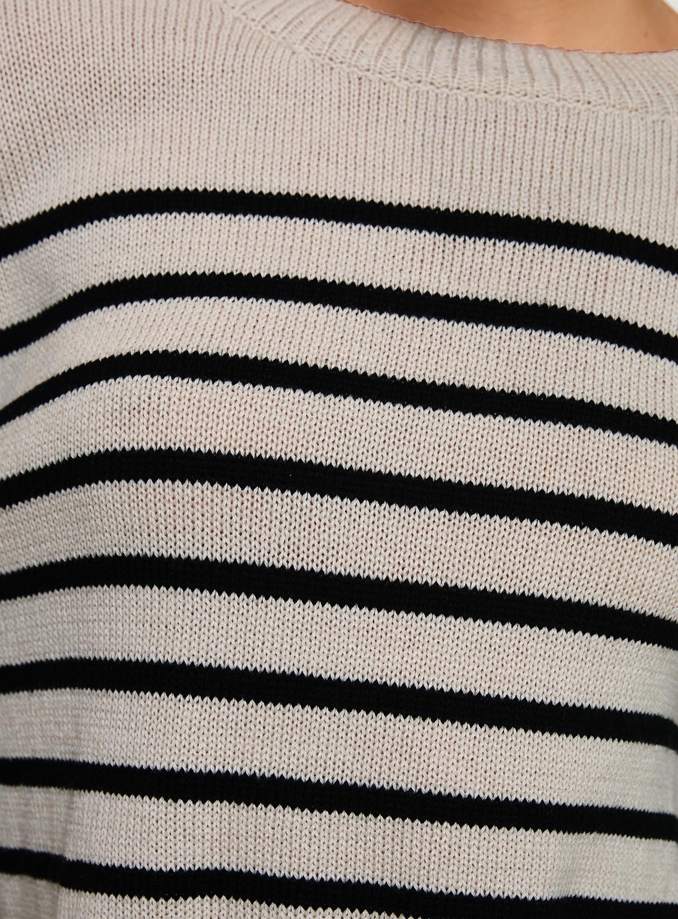 Leifers Striped Sweater Beige / Black