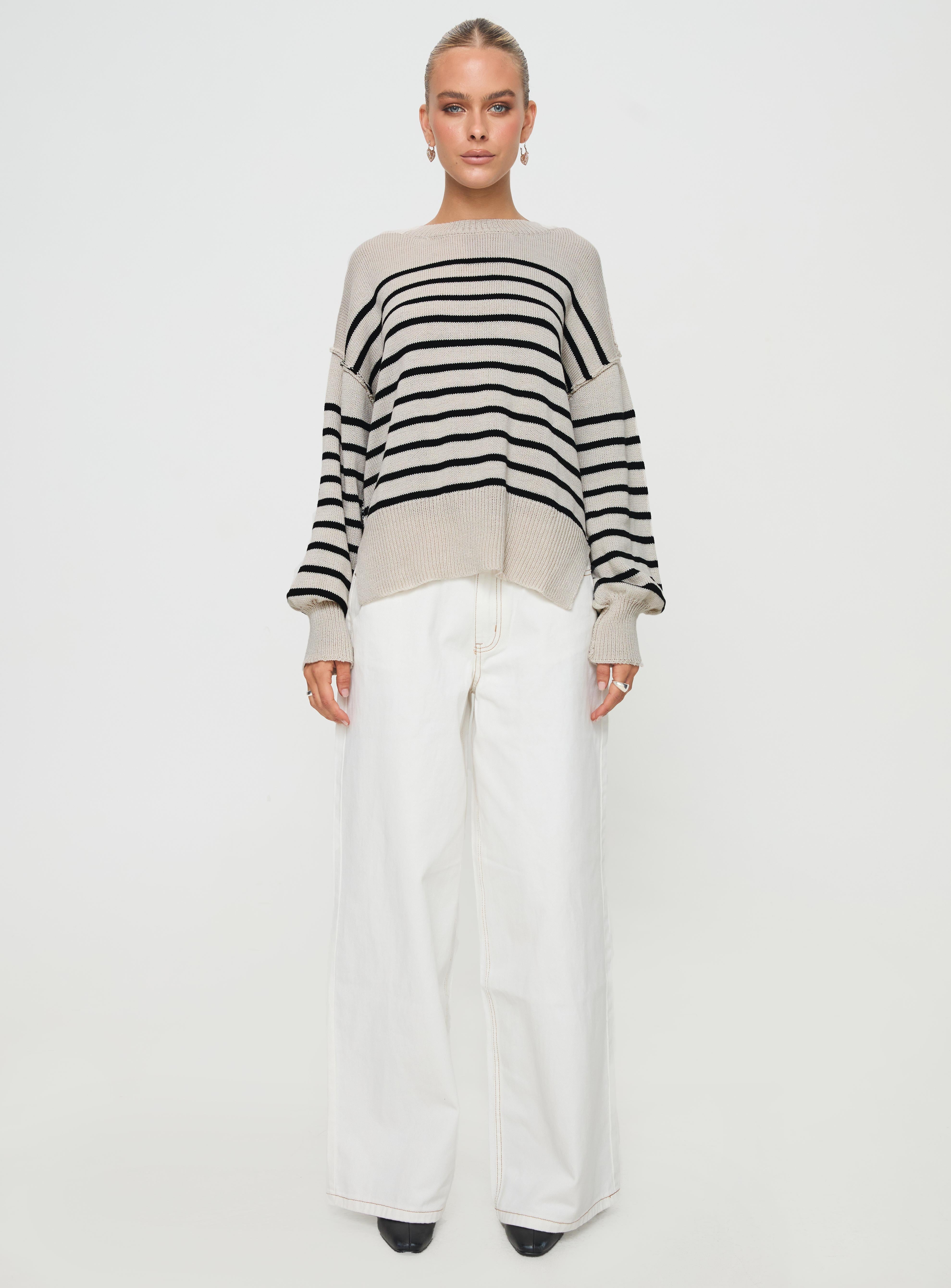 Leifers Striped Sweater Beige / Black