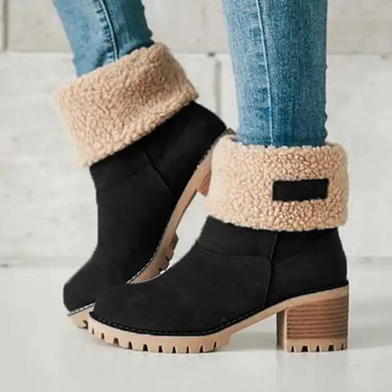 Libiyi seniors' chunky heel winter boots