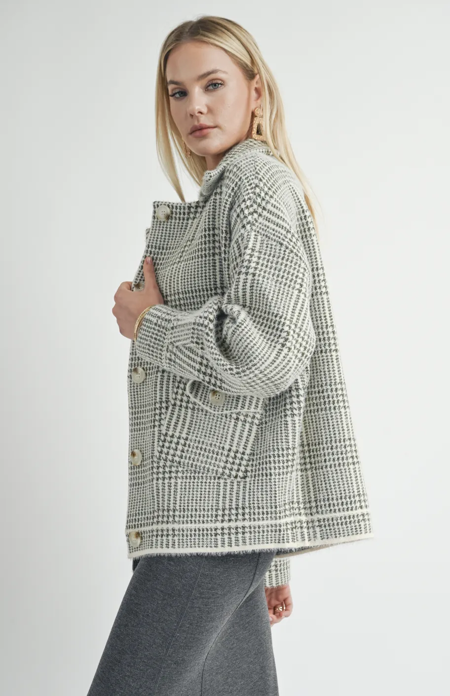 LOLA PLAID SWEATER JACKET