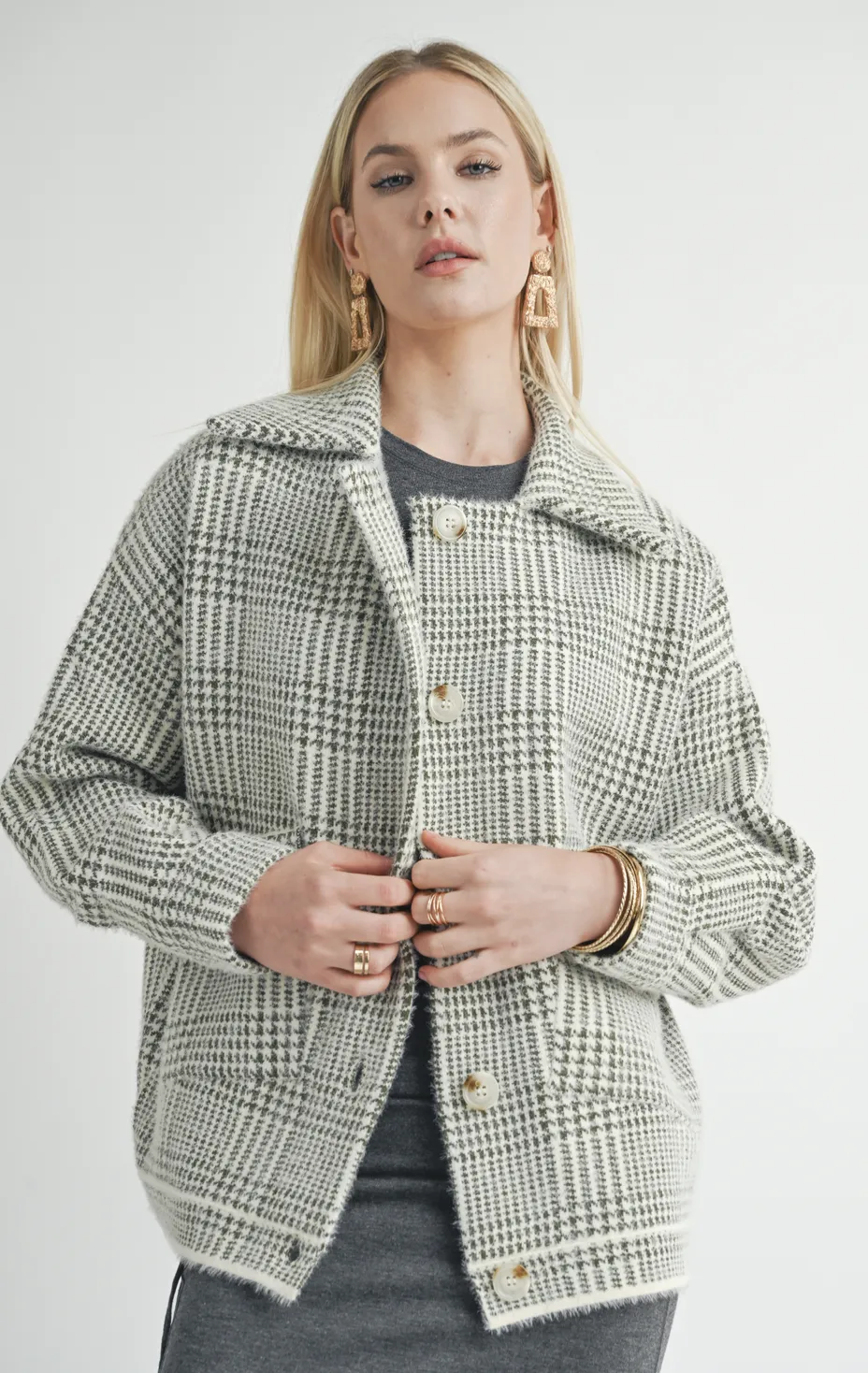 LOLA PLAID SWEATER JACKET