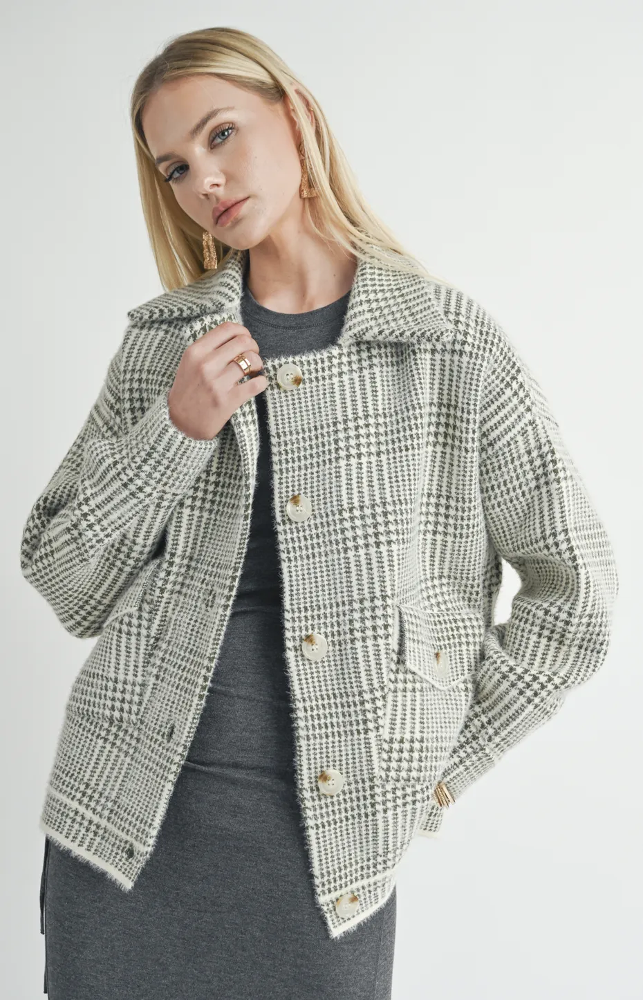 LOLA PLAID SWEATER JACKET