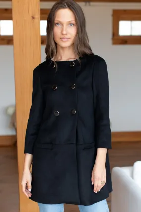 London Coat - Black Wool Cashmere