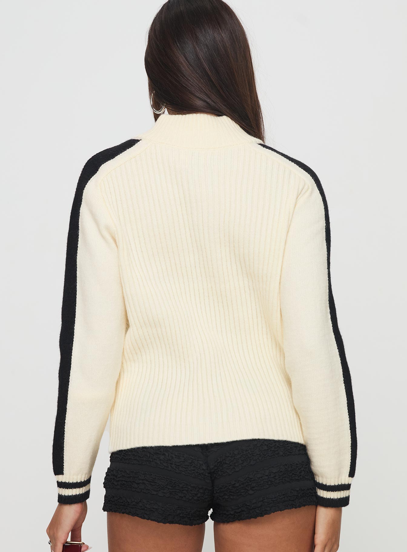 Mandee Quarter Zip Knit Sweater Cream