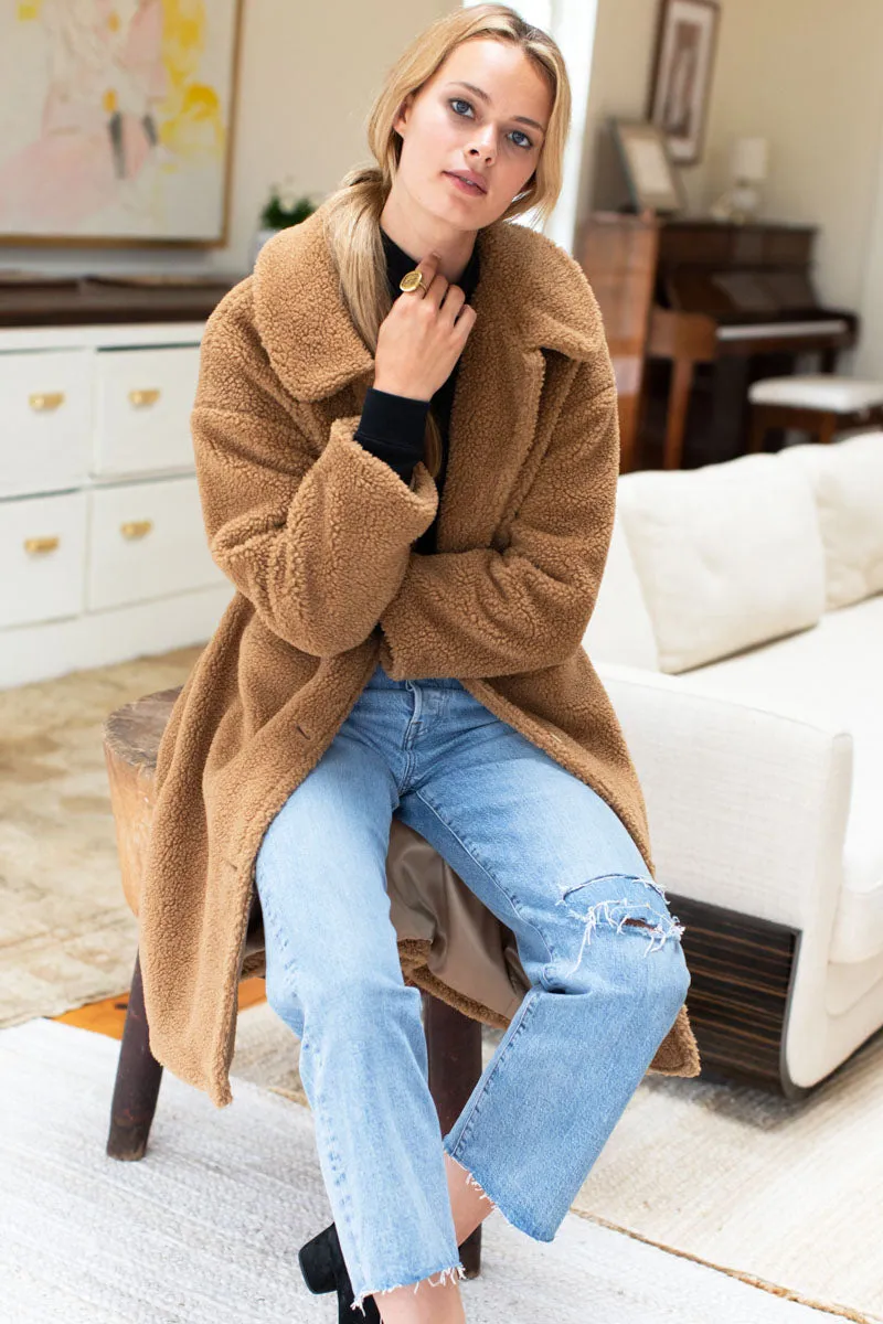 Midi Sherpa Coat - Camel