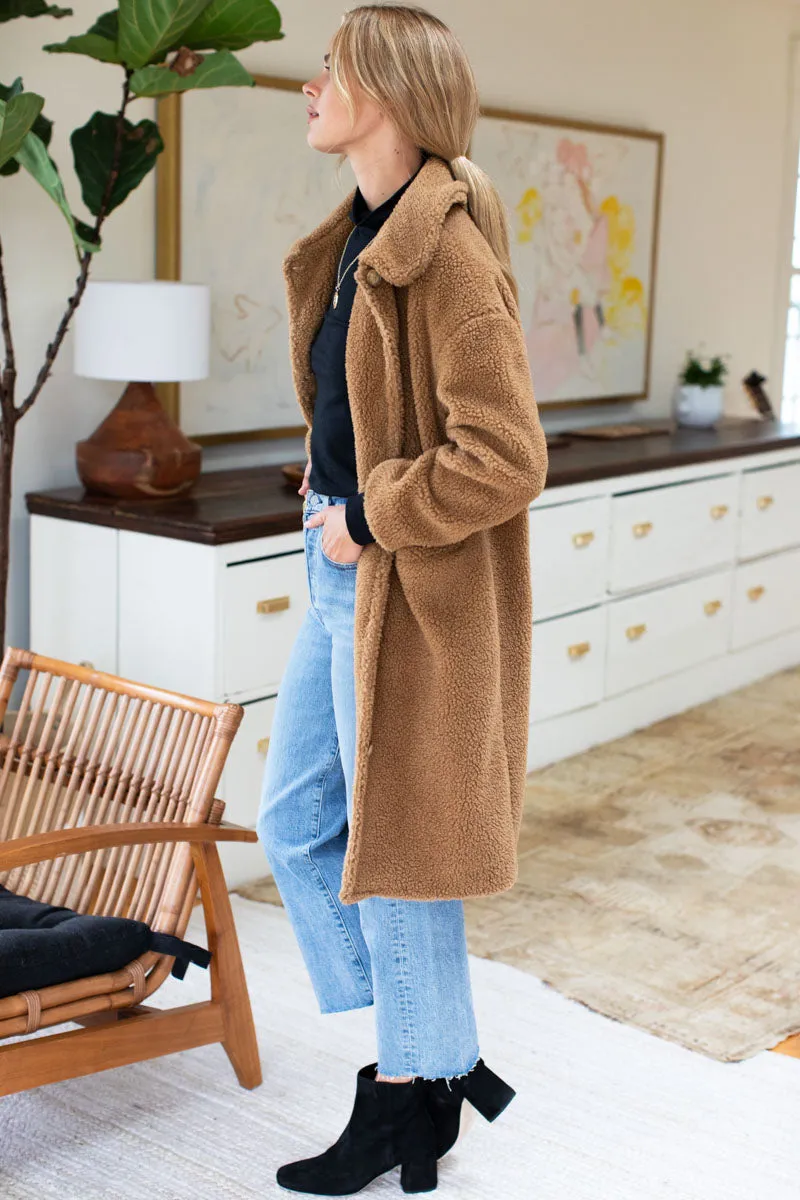 Midi Sherpa Coat - Camel